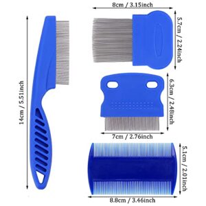 Molain Cat Dog Flea Comb, Pet Tear Stain Remover Comb Set Pet Dog Cat Grooming Comb (4 Pieces)