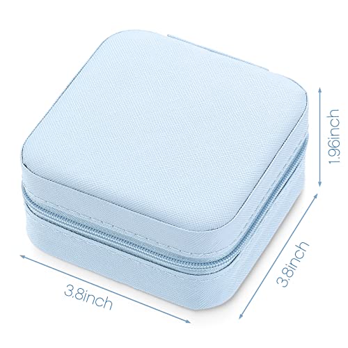 Hicarer 4 Pieces Small Travel Jewelry Boxes PU Leather Jewelry Organizer Box Portable Travel Jewelry Organizer Cases for Rings Earrings Necklace, for Girls Women