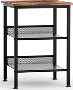 eknitey printer stand with storage - 3 tier industrial printer shelf end side table home and office