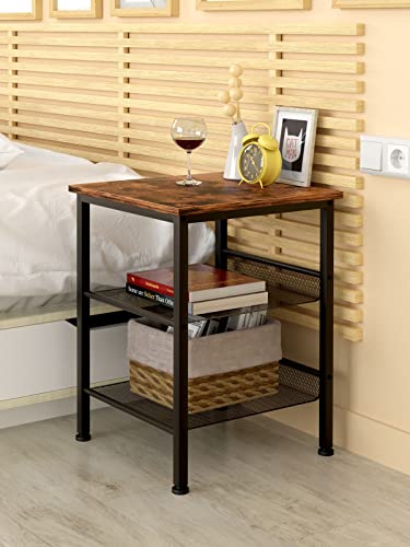 EKNITEY Printer Stand with Storage - 3 Tier Industrial Printer Shelf End Side Table Home and Office