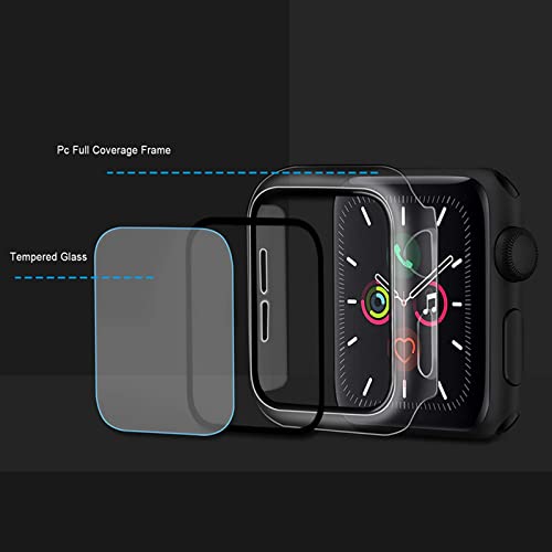 Sobrilli 4 Pack Case Tempered Glass Screen Protector Compatible with iWatch 38mm Series 3/2/1, Hard PC Bumper Case Protective Cover Frame Compatible with iWatch 38mm (Black/Rose Gold/Silver/Clear)