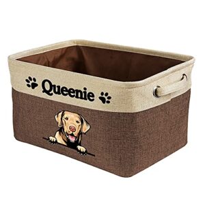 malihong custom foldable storage basket with cute dog chesapeake bay retriever collapsible sturdy fabric pet toys storage bin cube with handles for organizing shelf home closet, brown and white