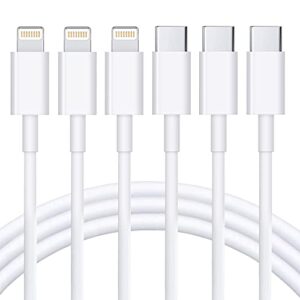 usb c to lightning cable 3pack 6ft [apple mfi certified] iphone fast charger cable usb-c power delivery charging cord for iphone 14/13/12/12 pro max/12 mini/11/11pro/xs/max/xr/x/8/8plus/ipad, white