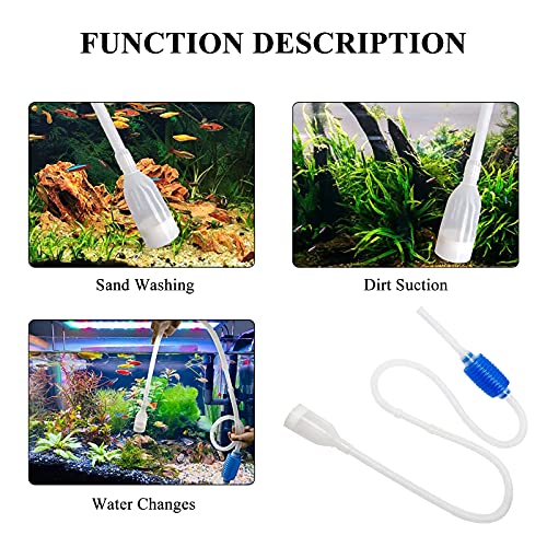 WishLotus Aquarium/Fish Tank Siphon, Aquarium Siphon Gravel Filter, Manual Water Changer Aquarium Siphon Pump is Suitable for Fish Tank (Blue)