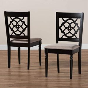 BOWERY HILL Sand Fabric Espresso Finished 2-Piece Dining Chair Set