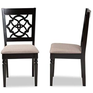 BOWERY HILL Sand Fabric Espresso Finished 2-Piece Dining Chair Set