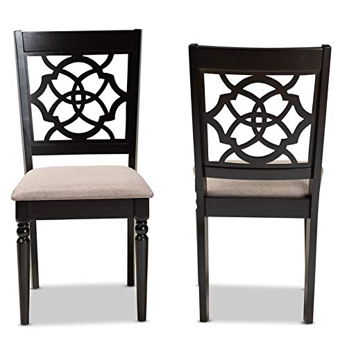 BOWERY HILL Sand Fabric Espresso Finished 2-Piece Dining Chair Set