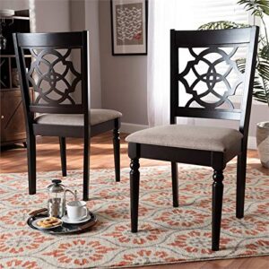 BOWERY HILL Sand Fabric Espresso Finished 2-Piece Dining Chair Set