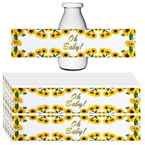 40 pieces sunflower baby shower water bottle labels floral water bottle labels waterproof sunflower bottle sticker labels for baby shower gender reveal birthday baby sprinkle party decoration supplies