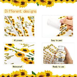 40 Pieces Sunflower Baby Shower Water Bottle Labels Floral Water Bottle Labels Waterproof Sunflower Bottle Sticker Labels for Baby Shower Gender Reveal Birthday Baby Sprinkle Party Decoration Supplies