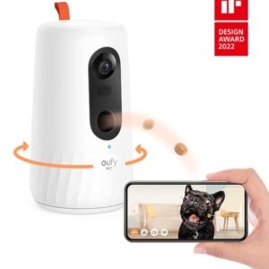 eufy Pet Camera for Dogs and Cats, On-Device AI Tracking and Pet Monitoring, 360° View, 1080p Dog Camera with Treat Dispenser, Doggy Diary, Local Storage, 2-Way Audio, Phone App, No Monthly Fee