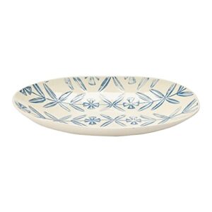 Creative Co-Op Hand-Painted and Debossed Stoneware Platter Serving Tray Serveware, 12.25", Blue & White