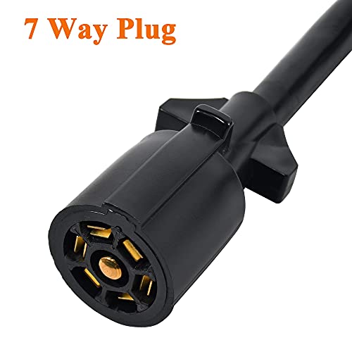 Oyviny 7 Way Trailer Extension Cord 3 Feet, 7 Pin RV Trailer Wiring Extension with Double Prongs Connector for RV Trailer, Caravan, Camper and Van