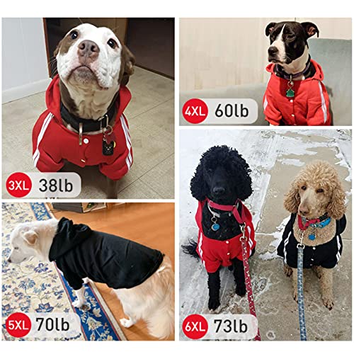 Dog Hoodie for Large Dogs, Warm Dog Sweater Dog Winter Sweatshirt for Medium to Large Dog, Black 6XL