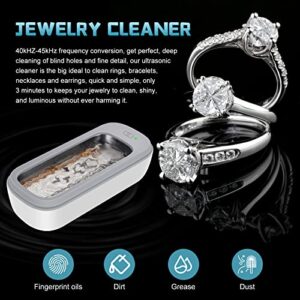 Jewelry Ultrasonic Cleaner for Gold Silver Ring Earring All Jewelry, Small Sonic Cleanser Machine for Eyeglass Watch Coin Retainer at-Home or Travel Use(300ML)