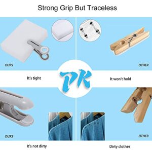 Traceless Clothes Pins12PCS,Plus Plastic Clips with Soft TPE Grip,Non-Slip Drying-Clothing pins Beach Towel Clips Clothes pins,Food Bag Clips for Outdoor Home Kitchen clothespins Clothespin