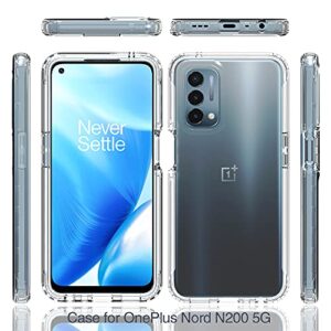 Dzxouui for Oneplus Nord N200 5G Case with 2 Pack Screen Protector, One Plus Nord N200 Case, Crystal Shockproof Bumper Hybrid Clear TPU Protection Cover Phone Case for Oneplus Nord N200 5G(Clear)