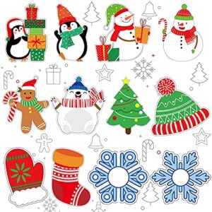 48 pieces winter cutouts christmas accents snowflake penguin snowman christmas tree socks gloves hat gingerbread men cutouts for winter christmas classroom bulletin board decorations