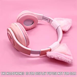 Cute Cat Ears Headphone Attachment,Adjustable Design Fit for Logitech G PRO HypreX Cloud/Cloud Flight Headphones and More,Cosplay Kitten Ears,(Headphones not Included),Pink & White