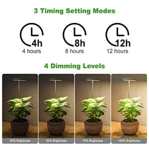 LORDEM Grow Light, Full Spectrum LED Plant Light for Indoor Plants, Height Adjustable Growing Lamp with Auto On/Off Timer 4/8/12H, 4 Dimmable Brightness, Ideal for Small Plants, Pack of 2