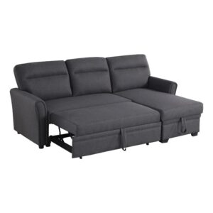 devion furniture fabric sectional sofa easy assembly pull out sleeper bed in gray