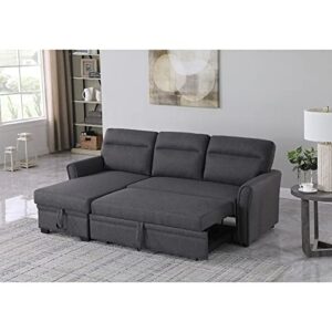 Devion Furniture Fabric Sectional Sofa Easy Assembly Pull Out Sleeper Bed in Gray