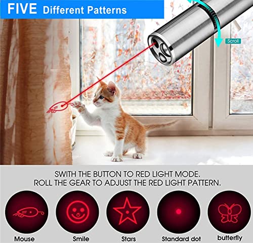 Cat Laser Toy, Laser Pointer Interactive Cat Toy for Indoor Cats Dogs, Red Light Lazer Pointer 7 Adjustable Patterns, Long Range 3 Modes USB Rechargeable Pet Kitten Laser Toy Teaching/Presentation Pen