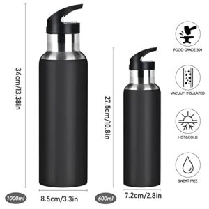 xigua Stainless Steel Double Wall Water Bottle,Kawaii Panda Vacuum Insulated Bottle With Straw Lid, Insulated Water Bottle Keeps Water Cold for 24 Hours, Hiking, Sports, Outdoor