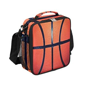 basketball lunch boxes bag for kids, lunch box for boys and girls, waterproof insulated lunch bag cooler tote for school with detachable shoulder strap