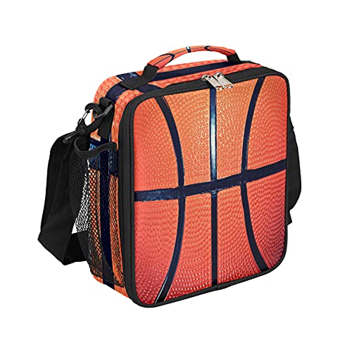 Basketball Lunch Boxes Bag for Kids, Lunch Box for Boys and Girls, Waterproof Insulated Lunch Bag Cooler Tote for School with Detachable Shoulder Strap