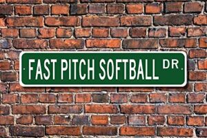 kexle tin signs home decoration fast pitch softball sign fast pitch softball fan fast pitch softball street sign art wall decor metal sign 4 x 16