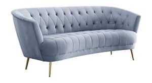 acme furniture upholstered sofas, light gray/gold