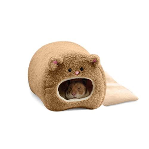 Lurrose Rats Hamster Winter Fleece Warm Hanging Cage Hammock Cute Bear House with Bed Mat Small Animal Cage Accessories for Small Furry Animals