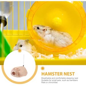 Lurrose Rats Hamster Winter Fleece Warm Hanging Cage Hammock Cute Bear House with Bed Mat Small Animal Cage Accessories for Small Furry Animals