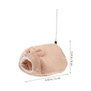 Lurrose Rats Hamster Winter Fleece Warm Hanging Cage Hammock Cute Bear House with Bed Mat Small Animal Cage Accessories for Small Furry Animals