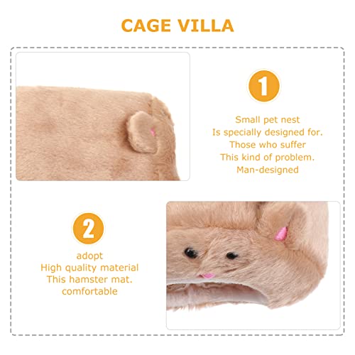 Lurrose Rats Hamster Winter Fleece Warm Hanging Cage Hammock Cute Bear House with Bed Mat Small Animal Cage Accessories for Small Furry Animals