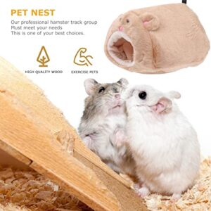 Lurrose Rats Hamster Winter Fleece Warm Hanging Cage Hammock Cute Bear House with Bed Mat Small Animal Cage Accessories for Small Furry Animals