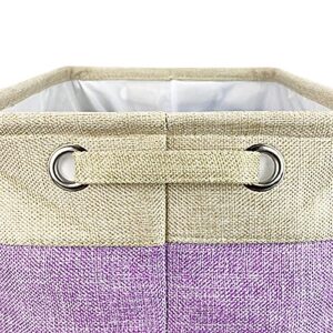 MALIHONG Personalized Foldable Storage Basket with Lovely Dog Bernese Mountain Collapsible Sturdy Fabric Pet Toys Storage Bin Cube with Handles for Organizing Shelf Home Closet, Purple and White