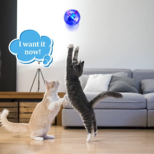 4 Pieces Ghost Hunting Cat Ball Motion Light Up Cat Balls LED Motion Activated Cat Ball Motion Light Up Cat Dog Interactive Toys Pet Glowing Mini Running Exercise Ball Toys for Animals Activity