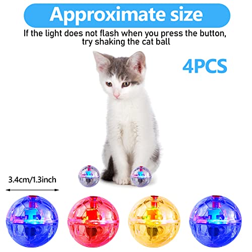4 Pieces Ghost Hunting Cat Ball Motion Light Up Cat Balls LED Motion Activated Cat Ball Motion Light Up Cat Dog Interactive Toys Pet Glowing Mini Running Exercise Ball Toys for Animals Activity