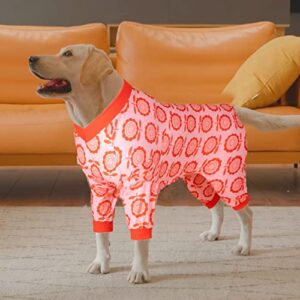 LovinPet Large Dogs Recovery Suit, Pet Anxiety Relief, Anti Licking Pajamas for Large Dogs Under Dog Sweater, Breathable Beautiful Sun Flower Prints Dog Pajamas Pitbull Clothes 3XL