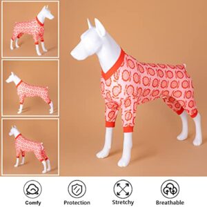 LovinPet Large Dogs Recovery Suit, Pet Anxiety Relief, Anti Licking Pajamas for Large Dogs Under Dog Sweater, Breathable Beautiful Sun Flower Prints Dog Pajamas Pitbull Clothes 3XL