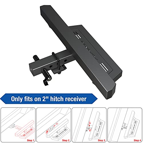 LONGSUN Tow Hitch Step fit for Truck with 2 inch Hitch Receivers Strong Steel Construction Textured Black with Pin Lock