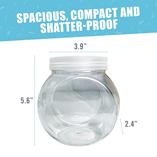 Nimoss Candy Jars with Lids 3 Pack - Plastic - Cookie Jars for Kitchen Counter - Clear Candy Buffet Containers for Pantry, Candies, Homemade Cookies - 48 oz