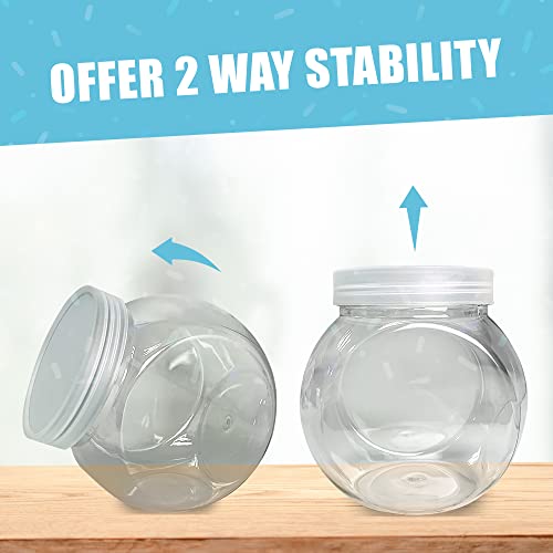 Nimoss Candy Jars with Lids 3 Pack - Plastic - Cookie Jars for Kitchen Counter - Clear Candy Buffet Containers for Pantry, Candies, Homemade Cookies - 48 oz