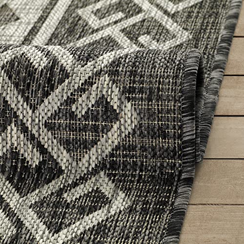 Antep Rugs Patio 6x9 Outdoor/Indoor Southwest Aztec Native Area Rug (Gray, 6'7" x 9')