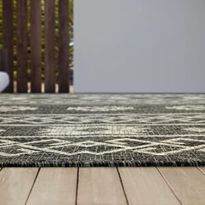 Antep Rugs Patio 6x9 Outdoor/Indoor Southwest Aztec Native Area Rug (Gray, 6'7" x 9')