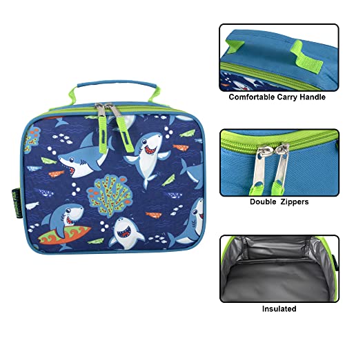 Trail maker Tiny Lunch Bag for Kids, Fun Insulated Lunch Box Containers for School for Boys and Girls (Snarky Sharkies)