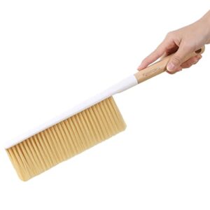 kpoooku hand broom cleaning brushes- soft counter duster furniture dusters brush with long wooden handle household dusting tool (1