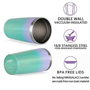 ATHAND 20 oz Insulated Tumblers with Lid and Straw | Resting Beach Face Double Wall Stainless Steel Vacuum Coffee Wine Tumbler Funny Mug for Women Girls Christmas Gifts (Mint+Purple)